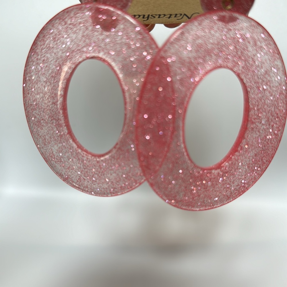 Natasha NEW Pink Glitter Acrylic Earrings - Picture 4 of 4